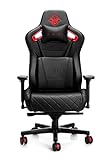HP Citadel Gaming Stuhl (Bürostuhl, Schreibtischstuhl, höhenverstellbar, Lendenkissen, Kopfkissen, 4D verstellbare Armlehnen) schwarz / rot, Universell