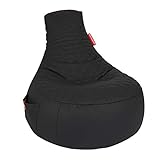 GAMEWAREZ Alpha Black Hurricane Sitzsack – Gaming-Sitzsack mit Rückenlehne zum Zocken, praktische Seitentasche zur Aufbewahrung, robust und reißfest, Kunstleder, Made in Germany, schwarz