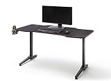 Robas Lund Gaming Tisch DX Racer 3 Gaming Desk Schwarz Carbonlook, BxHxT 140x75x65 cm