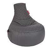 GAMEWAREZ Alpha Grey Hurricane Sitzsack – Gaming-Sitzsack mit Rückenlehne zum Zocken, praktische Seitentasche zur Aufbewahrung, robust und reißfest, Kunstleder, Made in Germany, grau