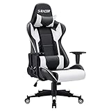 Homall Gaming Stuhl Bürostuhl Zocker Stuhl Ergonomischer Gamer Stuhl PC-Stuhl Racing Computerstuhl Höhenverstellbarer Schreibtischstuhl, Weiß