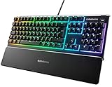 SteelSeries Apex 3 - Gaming Tastatur - 10-Zonen RGB-Beleuchtung - Premium magnetische Handballenauflage - Deutsches (QWERTZ) Layout