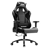 SONGMICS Bürostuhl Gaming Stuhl mit hoher Rückenlehne Formschaum gepolsterte Sitzschale verstellbare Kopfkissen und Lendenkissen für Soho- oder Büroarbeit, schwarz-grau, RCG02G