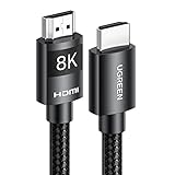 UGREEN HDMI 2.1 Kabel 8K 60Hz 4K 120Hz 144Hz HDMI 8K Kabel 48Gbit/s High Speed Ethernet Ultra HD eARC HDR 10+ HDCP Dolby Vision VRR kompatibel mit TV/PS5/PS4/ Xbox-Serie X/Monitor (2M)