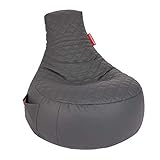GAMEWAREZ Alpha Grey Hurricane Sitzsack – Gaming-Sitzsack mit Rückenlehne zum Zocken, praktische Seitentasche zur Aufbewahrung, robust und reißfest, Kunstleder, Made in Germany, grau