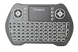 Ovegna MT10: Mini-Tastatur mit Hintergrundbeleuchtung, QWERTZ (Deutsch), kabellos, mit Touchpad, für Smart TV, Mini PC, HTPC, Konsole, Computer, Raspberry 2/3, Android TV