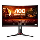 AOC Gaming C27G2ZU - 27 Zoll FHD Curved Monitor, 240 Hz, 1 ms MPRT, FreeSync Premium (1920x1080, HDMI, DisplayPort, USB Hub) schwarz/rot