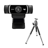 Logitech C922 PRO Webcam mit Stativ, Full-HD 1080p, 78° Sichtfeld, Autofokus, Belichtungskorrektur, H.264-Kompression, USB-Anschluss, Für Streaming via OBS, Xsplit, Webcam Streaming - Schwarz
