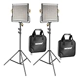 Neewer 2 Pack Dimmbare Bi-Farbe 480 LED Video Lichtstand Beleuchtung Kit: 3200-5600K CRI 96+ LED Panel mit U Halterung 78,7 Zoll Lichtstand für YouTube Studio Fotografie Video