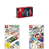 Nintendo Switch Konsole - Neon-Rot/Neon-Blau (2019 Edition) + 51 Worldwide Games [Nintendo Switch] + Super Mario Party - [Nintendo Switch]