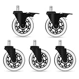 YOHOOLYO 5 Set Bürostuhlrollen mit Bremse Ruhiges Drehstuhlrollen Caster Räder 11x 22mm