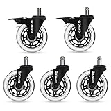 YOHOOLYO 5 Set Bürostuhlrollen mit Bremse Ruhiges Drehstuhlrollen Caster Räder 10x 22mm
