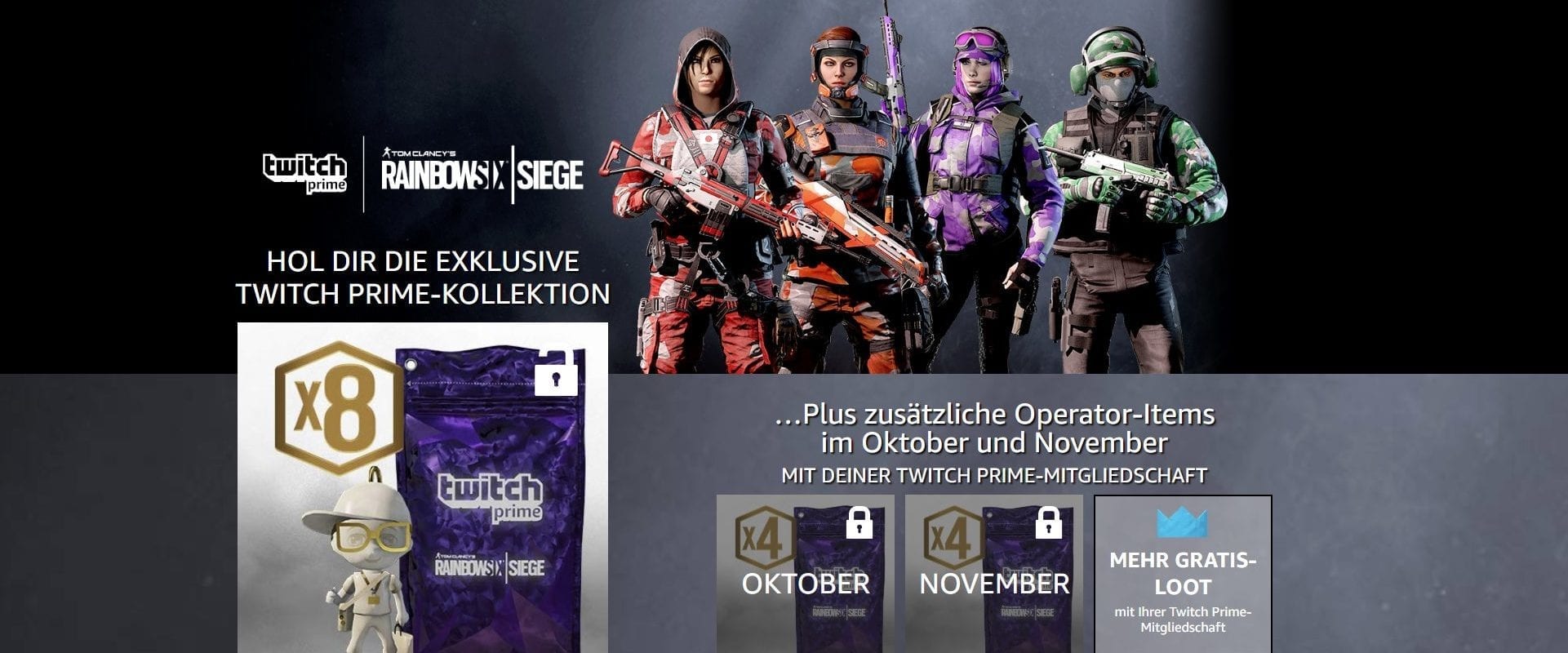 rainbow six fans aufgepasst kostenlose skins uber twitch prime - fortnite twitch prime belohnung