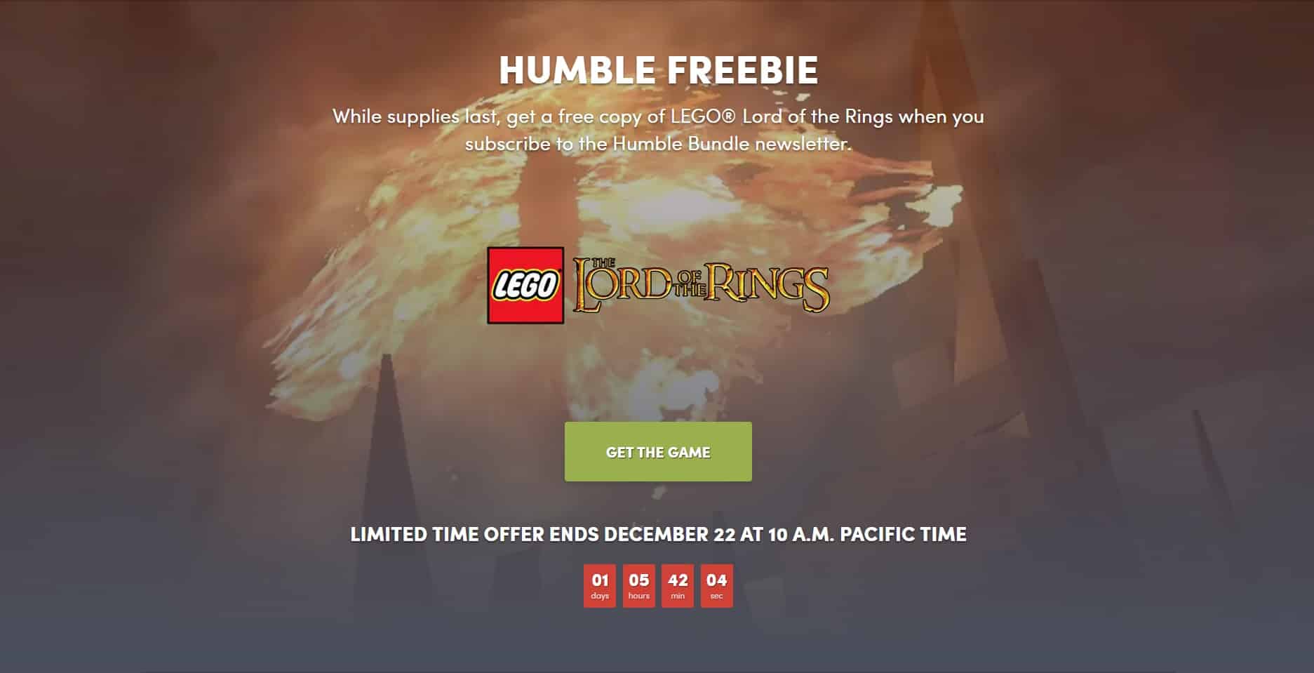 Lego LOTR free Humble