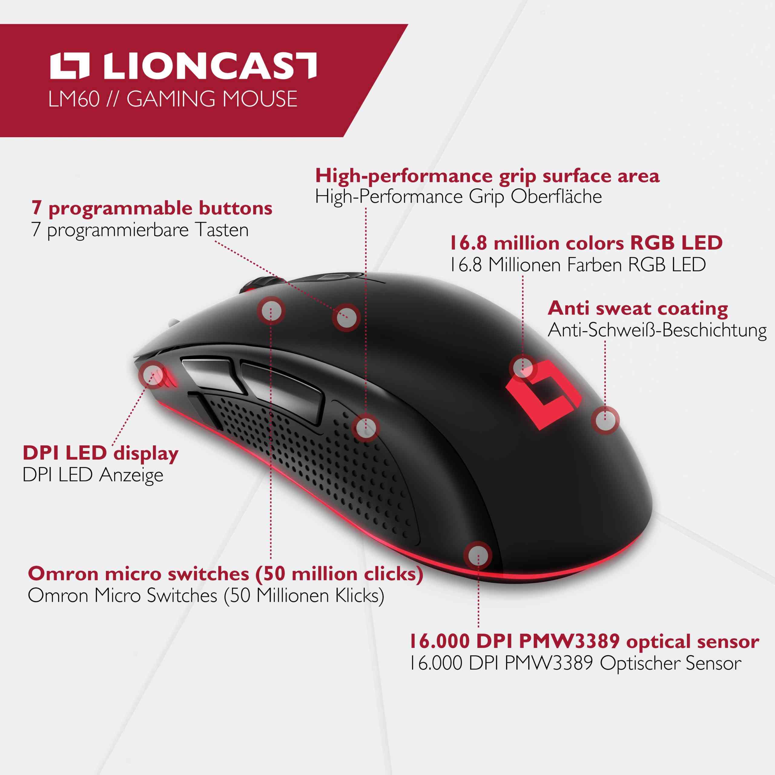 Lioncast veröffentlicht LM60 Pro Gaming Maus