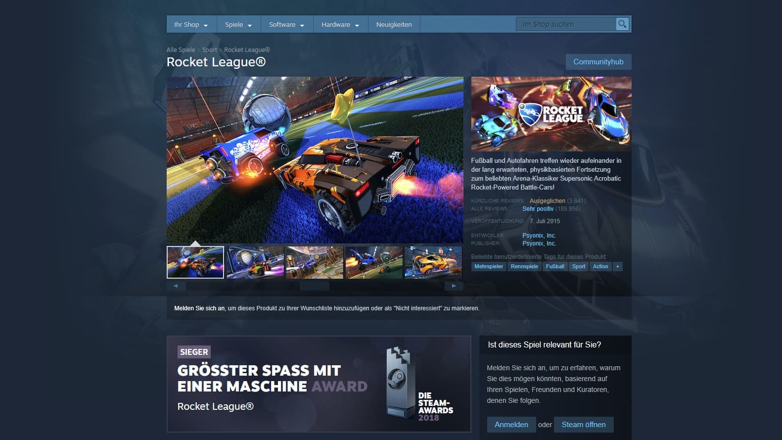 rocket league auf steam