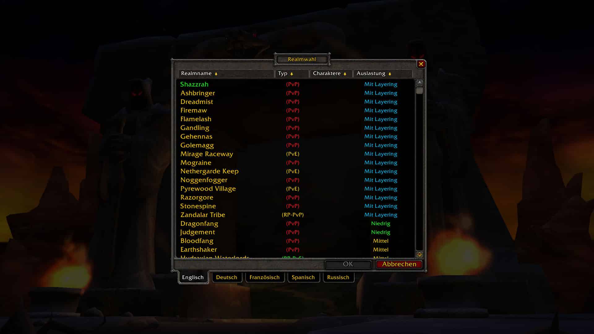 Layering serverliste englisch