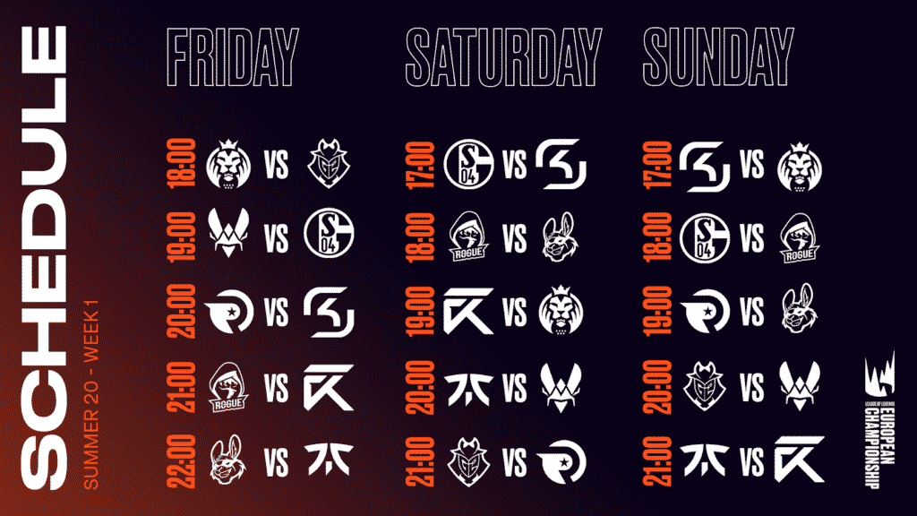 LEC Schedule Week 1 1