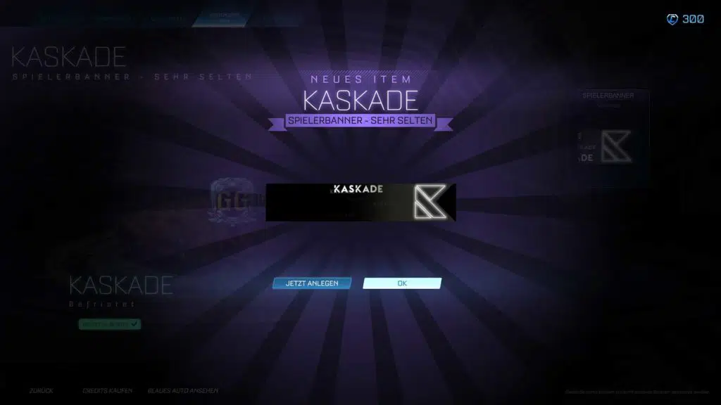 Das Kaskade-Spielerbanner.