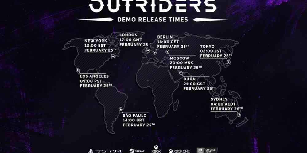 Outriders Demo Release Zeitzonen