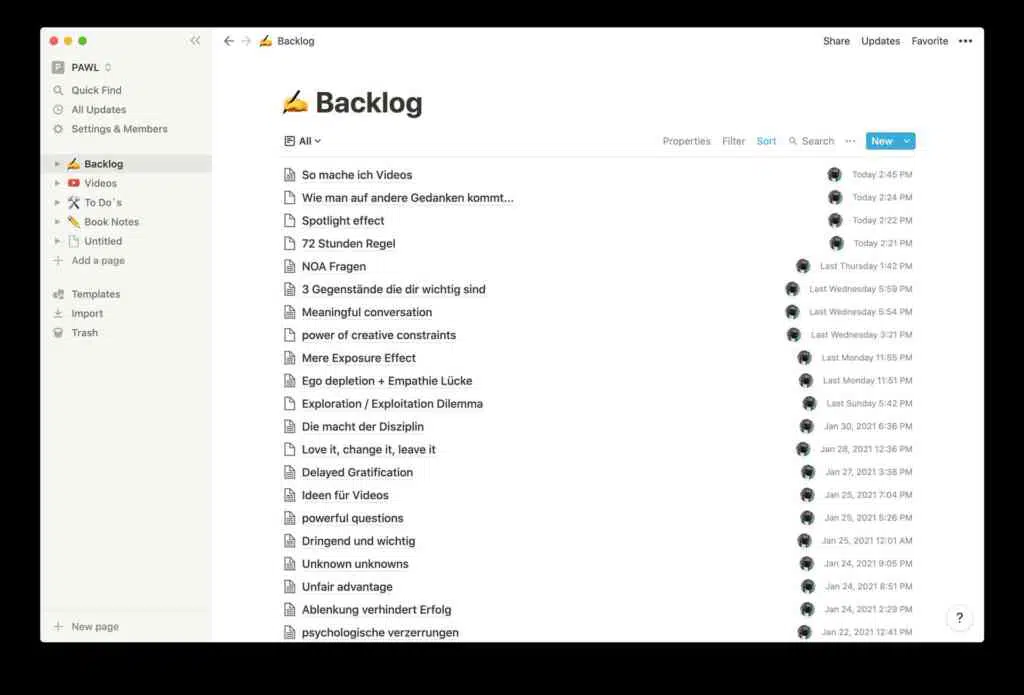 Der Backlog.