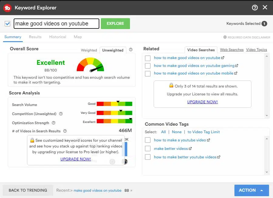 Der Keyword Explorer dient zur Optimierung der Suchergebnisse.