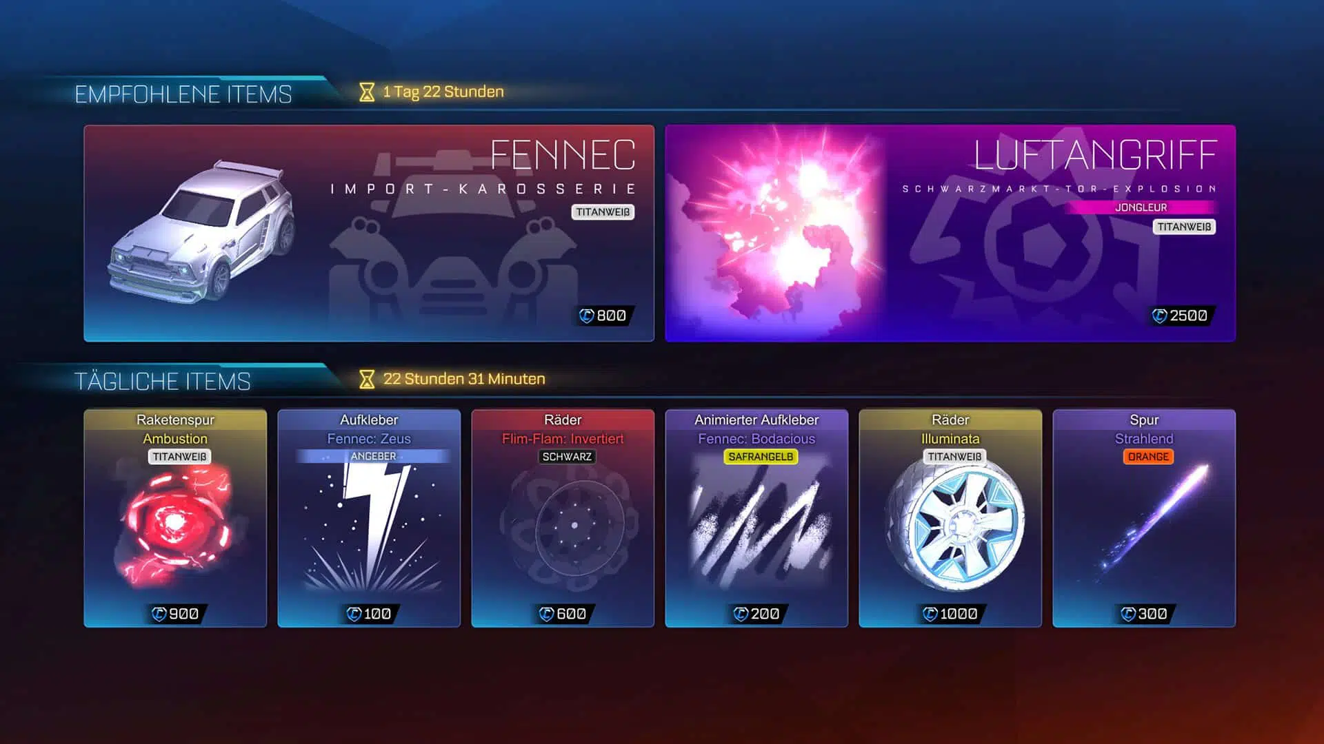 fennec titanweiss shop rocket league