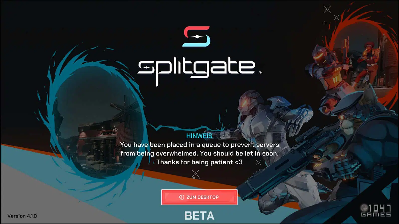 Splitgate ueberlastete Server