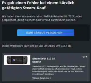 steam deck fehler beim bezahlen steam deck fehler beim bezahlen