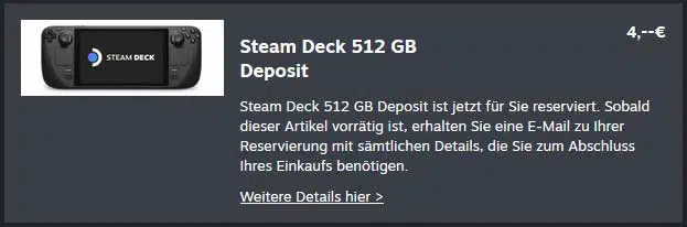 steam deck reserviert