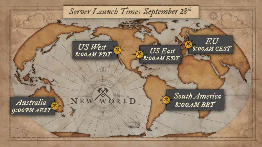 Das sind die Startzeiten für die New World Server! Quelle: Amazon Games
