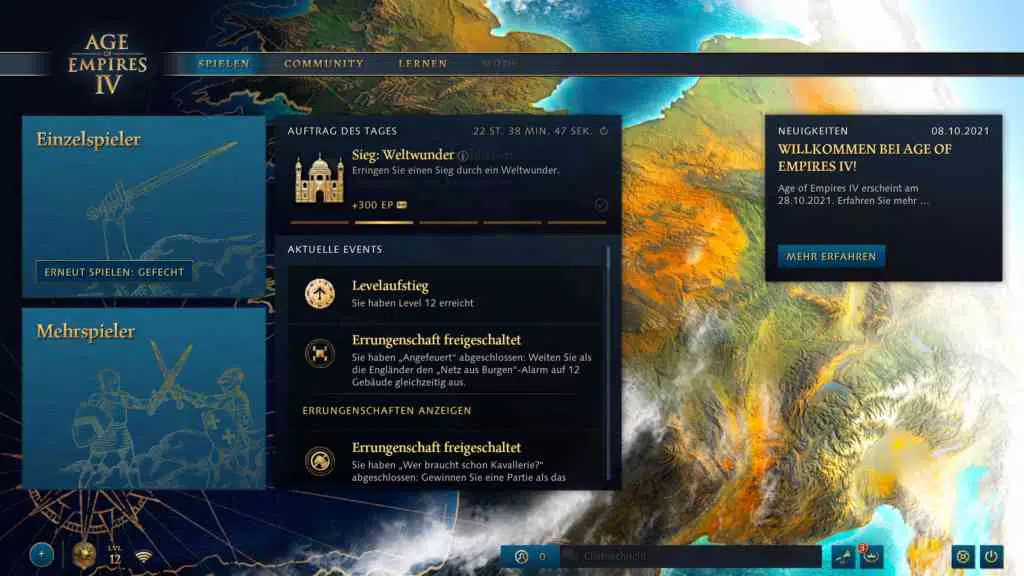 Die Startseite in Age of Empires 4. Quelle: Xbox Game Studios