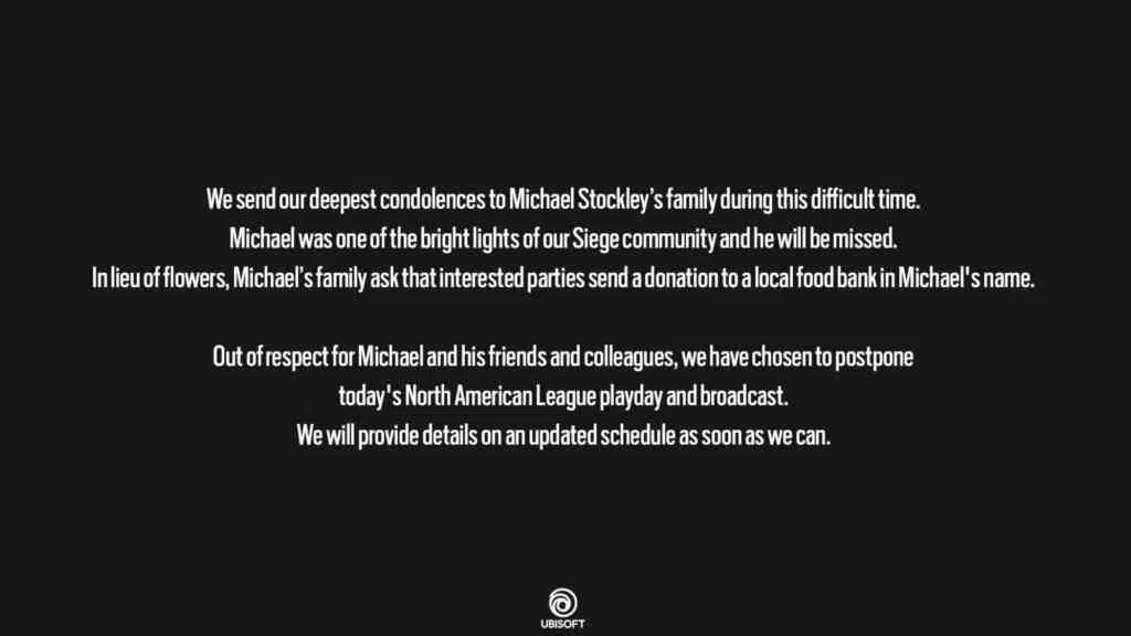 Ubisoft verschiebt NAL Spieltag nach Verkuendung von Michael Stockleys Tod Ubisoft verschiebt NAL Spieltag nach Verkuendung von Michael Stockleys Tod
