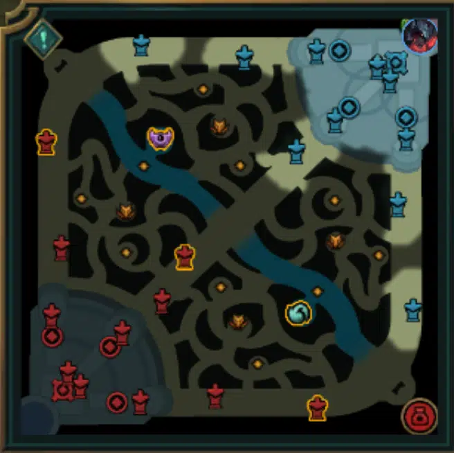 Künftig werdet ihr in euren LoL-Partien gelb markierte Symbole auf der Karte sehen. Die "Ziel-Kopfgelder". Quelle: Riot Games Künftig werdet ihr in euren LoL-Partien gelb markierte Symbole auf der Karte sehen. Die "Ziel-Kopfgelder". Quelle: Riot Games